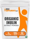 BulkSuplementos.com Extrato de Inulina Orgânico Pó - Suplemento de fibra, Suplemento de ervas - Inulina em pó Orgânico, Sem glúten - 2g por serviço, 100g (3,5 oz) (Pack of 1)