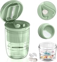 Divisor de cortador de pílulas com dispensador, cortador de comprimidos para comprimidos pequenos ou grandes, comprimidos de esmagamento, vitaminas, tablets, lâmina de aço inoxidável, copo de bebida removível (Green-1)