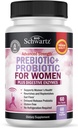 Prebióticos e Probióticos para Mulheres - com Cohosh Preto e Clover Vermelho para Gut, Vaginal e Imune Saúde Suporte, alimentos inteiros Digestive Enzimas Cápsulas, Lactobacillus Probiótico Suplemento, 60 Contagem