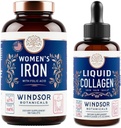 BOTÂNICAS WINDSOR Colágeno líquido e ferro para mulheres Beaty e Wellness Bundle