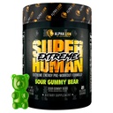 ALFA LION Superhumano Extremo Stim Pré-treino Pó, Beta Alanine, L-Taurine e 356mg Tri-Fonte Cafeína para energia sustentada, óxido nítrico e citrulina para bomba (21 Servings, Gummy urso)