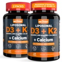 Vitamina D3 20.000 UI + K2 Vitamina (MK4 & MK7) 200mcg + Citrato de cálcio, Optimal Vitamina D3 K2 Softgel - Osso forte e músculo, Absorção de cálcio, Ajudando deficiências de vitamina D, Fácil de engolir, 2Pack