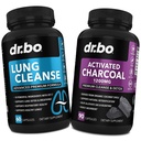Lung Cleanse & cápsulas de carvão ativado - Suplementos respiratórios e pílulas de carvão de coco orgânico para estômago de gás e suporte de inchaço - Detox de ervas para pulmões, saúde brônquica e intestino