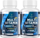 Homens Multivitaminas 50 Plus - Multivitamina diária para homens com extratos de ervas fermentadas e 43 nutrientes - Mens Vitaminas suporta memória e cérebro, energia, saúde óssea (2 pacote)