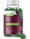 Viteey Aloe Vera Gummies para Adultos - 50mg - Ajudas em Digesção e Saúde Imune - Suplemento Aloe Vera - Vegan, Gelatina grátis, Gluten Free, GMO grátis, Saboroso Chewable Framboesa Gummy saborosa