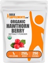 BulkSupplements.com Extrato de Berry em pó orgânico Hawthorn - Suplemento Berry Hawthorn - Herbal & Gluten Free, 1g por serviço, 250g (8,8 onças) (Pacote de 1)
