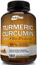 NutriFlair Curcumina Turmérica com BioPerine - 1300mg, 180 Cápsulas - 95% Curcuminóides Padronizados Extrato de Suplemento Turmérica com Pimenta Preta para Absorção Optimal - 180 Cápsulas