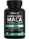 Ashwagandha 5.000mg + Maca Root Black, Red, Yellow 4.000mg, Rhodiola & L-Theanina: 30:1 Extract Ashwagandha Cápsulas, 20:1 Extract Maca Root Cápsulas - Suplemento para Homens e Mulheres