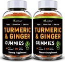 Base da Natureza Gummies Turmeric e Gengibre para Adultos (2 Pack) - Tumeric Curcumin Suplemento para apoiar a saúde conjunta e apoio imunológico - 120 Gummies Vegan