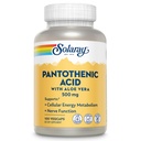 Ácido Pantotênico Solaray 500mg - Vitamina B 5 para Coenzima-A Produção e Metabolismo Energético, cabelo, pele, e pregos Suporte - Vegan, Lab verificado, 60-Day Garantia - 100 Servings, 100 VegCaps