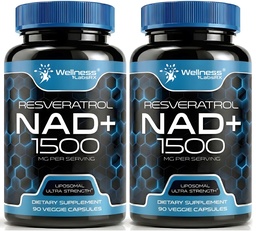 WELLNESS LABSRX Liposomal NAD Supplement, 1500mg - NAD Resveratrol Supplement for Women and Men, NAD+ Support Cellular Health, Energy & Anti Aging - 2 Pack