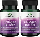 Swanson Vegan Collagen Builder - Com Dermaval - Cabelo, Pele, Saúde das unhas - 60 Veg Caps (2 Pack)