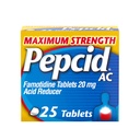 Pepcid AC máxima força alívio de azia comprimidos, OTC medicina evita e alivia azia e ácido Reflux devido à indigestão ácida, 20mg Famotidina ácido redutor, de ação rápida, 25 ct