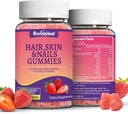 2 Embalagem de pele de cabelo e unhas chicletes com vitamina biotina Colágeno para as mulheres - Suporte Cabelo saudável, pele e unhas - 120 Contagem