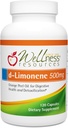 Wellness Resources Cápsulas de alta potência d-Limonene 500mg, 120 Cápsulas - Extrato de Peel Laranja para Saúde Digestiva, Azia, Reflux Ácido, Destoxificação
