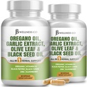 JB Wellness Óleo de Orégano, Extrato de Alho, Folha de Oliva, com Astragalus - Apoio Imune e Suplemento de Saúde Digestiva para Mulheres e Homens - 120 Conde