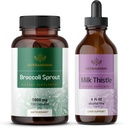 HERBAMAMA Broccoli Sprout e Milk Thistle Kit - pacote de 1000 mg Broccoli Sprout Cápsulas & Leite Thistle Extract 4 fl oz - Vegan, Não-GMO, Açúcar & Álcool - 2 Pack