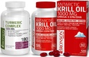 Bronson Curcumin Turmeric com suporte conjunto BioPerine de alta potência Premium + Bronson Antártico Krill Oil 1000 mg com Omega-3s EPA, DHA