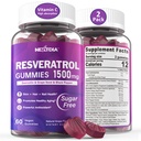 Resveratrol Suplemento 1500mg - Resveratrol Gummies Suporta NAD+, NMN & NMNH Sinergia, com Quercetina, Sementes de Uva, Extratos de Bagas de Acai para Antioxidante, Envelhecimento saudável e longevidade, Pele, Cérebro - 2Pcs