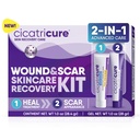 Kit de recuperação de pele cicatritura: Gel de cicatriz avançada e cuidados de ferida aberta Antibióticos mingau, reduz marcas de alongamento, Cirúrgica & Cicatrizes Acne, trata cortes e queimaduras, 1 oz cada - para adultos e crianças