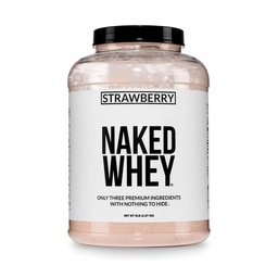Proteína de Whey de Morango NAKED - Todas as proteínas de Whey Feed grama natural + Morangos secos + Açúcar de coco- 5lb Bulk, livre de OGM, soja, sem glúten. Ajuda Crescimento muscular e recuperação - 61 Servings
