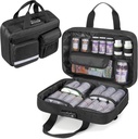 Damero Locking Garrafa Organizer, Medicina armazenamento saco medicamento Organizador caso transporte viagem para grandes garrafas de pílula, medicamentos e suprimentos médicos, Preto