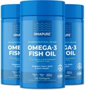 OMAPURE Fish Oil Supplements with Omega 3 Fatty Acids (3 Garrafas, 120 Softgels) - High EPA, DHA, & IFOS Fish Oil Pills Support Heart & Joint Health - Burpless Fish Oil Promove a função cerebral