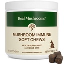 Real Mushroom Imune Pet Chews – Para Digestivo diário & Imune Saúde – Cogumelos para cães e gatos Trato funcional – Suplemento Mushroom para cães e gatos – 1 a 4 Mastiga para todas as raças e tamanhos (60 Contagem)