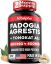 Ultra Concentrado 86,000mg Fadogia Agrestis Tongkat Ali Blend – 200:1 Tongkat Ali + 10:1 Fadogia Agrestis + Bioperine - Mistura máxima de força para desempenho atlético e massa muscular - 120 V-Caps