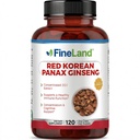 FineLand Red Korean Panax Ginseng 13.000 mg - Força Máxima 20:1 Extrato - Imune concentrado & Suplemento de suporte cognitivo para homens e mulheres - 120 Cápsulas Veggie
