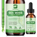 Sea Moss Liquid Drops - Orgânico Irish Sea Moss Gel com espirulina, Bladderwrack, Burdock Root, Seamoss Gel Suplemento para Joint, Detox Cleanse & Digestion Support - 2 Fl Oz, Vegan