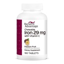 Vantagem bariátrica Ferro mastigável 29 mg - para pacientes de cirurgia bariátrica - Ferro com Vitamina C - Sem gosto de ferro - Fumarato ferroso e Carbono Suplemento de Ferro - Fruto de Paixão - 180 Contagem
