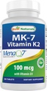 Melhor Natural Vitamina K2 (MK7) com D3 Suplemento Osso e Saúde do Coração (5000 UI Vitamina D3 & 100 mcg Vitamina K2 MK7), 180 Comprimidos