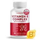 Vitamina B Complexo Vitamina B1, B2, 6, 9, 12 Niacina, com Vitamina C - Apoio à Saúde do Cérebro, Níveis de Energia, Pele, Cabelo e Unhas