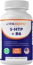 Vitamatic 5-HTP 200mg com B6 5mg por serviço - 240 Cápsulas Vegetarianas (5-Hydroxytryptophan) - (Griffonia Simplicifolia Seed Extract)