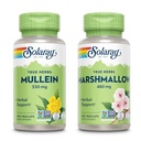 SOLARAY Mullein Leaf 330 mg e Marshmallow Root 480 mg - Wellness Bundle - Herbs Alto em Mucilage Fibra Solúvel para Apoio calmante - Vegan, Não-GMO, Lab Verificado, Garantia de 60 dias, 200/100 VegCaps