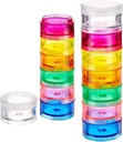 Deke Home - Organizador Pill empilhável (2 Pack), 7 dia de semana de caixa de pílulas com compartimentos Twist Lock, BPA-livre, Titular de Medicina de Viagem e Dispensador de Vitamina, Compact & Portable Case, Rainbow Colored