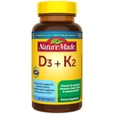Nature Made Vitamina D3 K2 Suplemento, 5000 UI (125 mcg) Vitamina D para osso, dentes, músculo e Imune Suporte, 30 D3 e K2 Softgels, 30 Dia Fornecimento