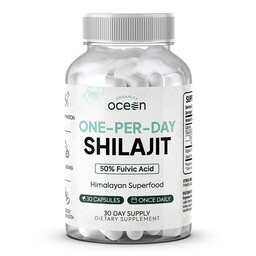 Orgânicos Oceano um-por-dia Shilajit para homens e mulheres - Suplemento natural Shilajit para Defiing idade, força óssea, suporte hormonal e mais - 30 cápsulas Shilajit