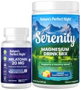 Melatonina à noite perfeita da natureza 20mg Quick Dissolve Berry mista 180 contagem com serenidade Magnésio em pó 15 oz Framboesa de limão