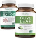 Sea Moss & Olive Leaf Extract (1-fornecimento de mês) Olive Moss Blend - Orgânico Irish Sea Moss - Cru Vegan Suplemento (60 Caps) & Olive Leaf Extract Super Força: 20% Oleuropein - Vegetarian (120 Caps)