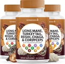 Lions Mane Mushroom Supplement with Turkey Tail Reishi Cordyceps Chaga with Marshmallow Root - 180 Conde