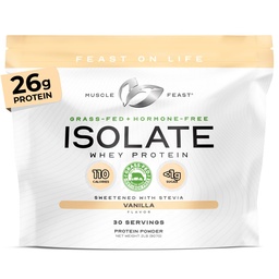 Músculo Festa Whey Feed Whey Protein Isolate, Todos Natural Hormônio Pasture Free Criado, Whey Isolate Protein Pó para homens e mulheres, Limpo, sem glúten, Delicious Isolate Protein - Vanilla, 2lb
