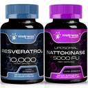 WELLNESS LABSRX Resveratrol Cápsulas 10000mg - Nattokinase Suplemento Cápsulas - 5000 FU