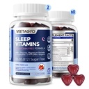 Melatonina Grátis 5-HTP GABA Suplemento Gummies para Adultos e Crianças 12+ com L-Theanina, Glicinato de magnésio, L-Tryptophan, Apigenin - Açúcar livre, Morango Flavor, Vegan, 120 Contagem
