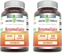 Fórmulas surpreendentes Bromelain 500 Mg Tablets Supplement (Suplemento Não-GMO)