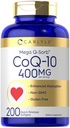 Carlyle CoQ10 400mg Softgels □ 200 Contagem de Alta Absorção Coenzima Q10 com Extrato de Pimenta Preta