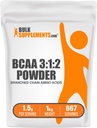 BulkSupplements.com BCAA 3:1:2 Pó - BCAA Suplementos, Aminoácidos de cadeia ramificada Pó - Sem sabor e sem glúten, 1,5g por serviço, 1kg (Pacote de 5) (11 lbs)