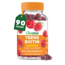 Adolescentes vivos Biotin 10000mcg chicletes □ Vitamina B7 □ Vegan Biotin Supplement □ Grande degustação de pastilhas de biotina para o crescimento do cabelo, pele saudável e pregos □ Vitaminas de biotina para adolescentes