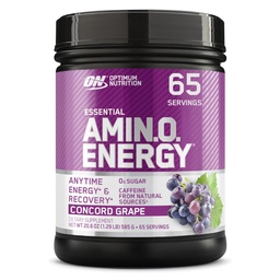 Optimum Nutrition Amino Energy - Pré-treino com chá verde, BCAA, Aminoácidos, Keto Friendly, Extrato de café verde, Energia em pó - Concord Grape, 65 Servings (Packaging May Vary)